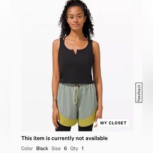 Lululemon black cropped tank size 6